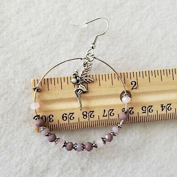 Silver FAIRY EARRINGS BELIEVE in MAGIC hoop FAIRY CRYSTAL BALL EARRINGS new - Picture 6 of 10